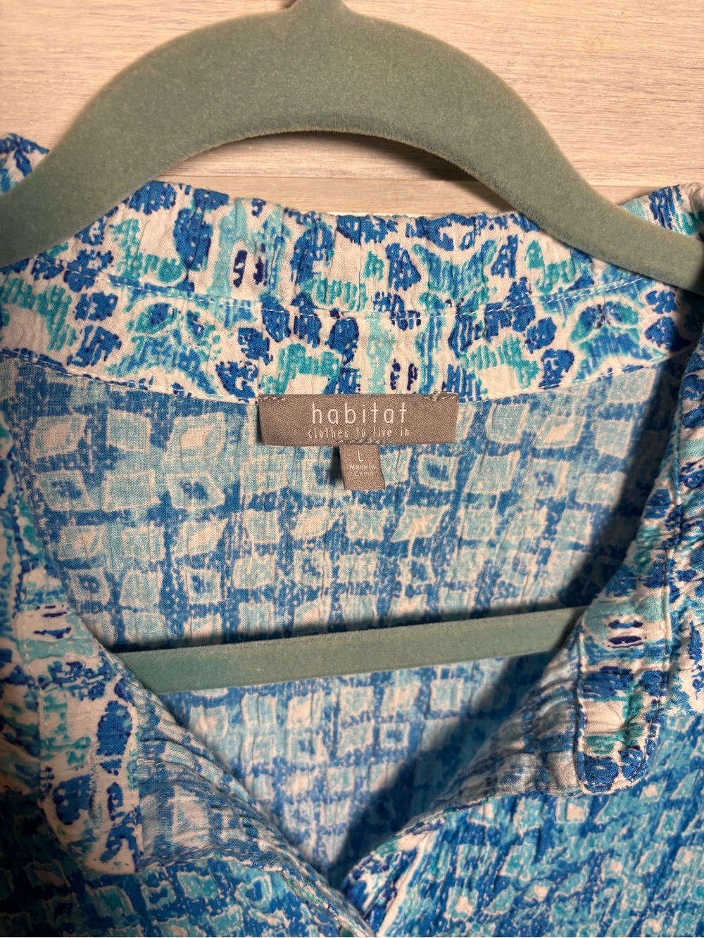 Habitat Lanai Crinkle Shirt Dress Cerulean Beachy Resort Preppy Everyday Pool - Picture 7 of 8